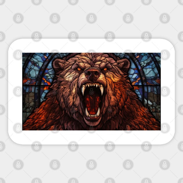 Druid Grizzly Bear Form Stained Glass Werebear Sticker by Nightarcade